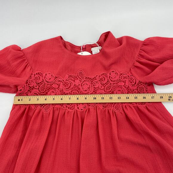 CHLOE Crepe Long Sleeve Blouse Girls Size 14 Crochet Bodice Vibrant Relaxed Boho - Picture 5 of 8